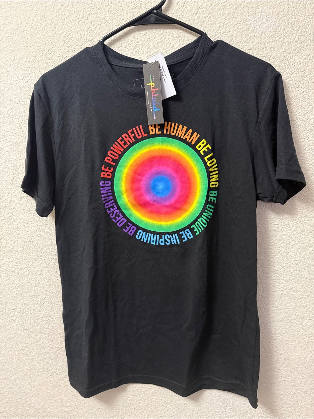 The Phluid Project Black Tee with Rainbow Target Graphic